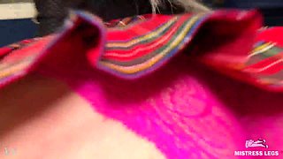 Goddess big butt in lacy pink panties bounces on your face POV