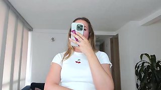 AMATEUR BIGTIT BLONDE TEEN MASTURBATES IN STALKINGS
