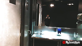 Risky Fuck in the Club's Toilet - Sneaky Amateur Couple too Horny to get home