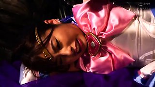 Powerful bondage orgasms for Japanese cutie in costume