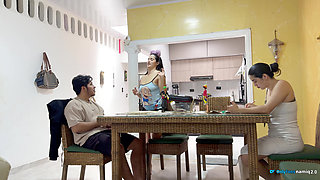 I fuck my girlfriend's daughter 18+ at the table while she doesn't see us!