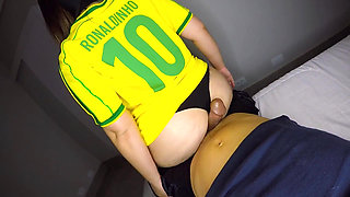 Naughty Brazilian Girl Giving a Blowjob and Teasing by Shaking Her Big Ass