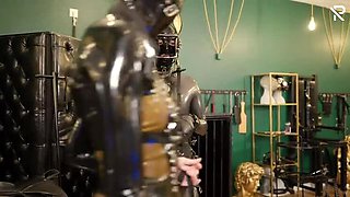 Rubber Pony Girl Training: Fetish Slave Bound in Latex on Treadmill Fuck