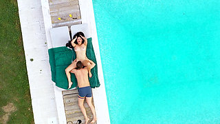 Sex with busty milf Mariska X by the pool