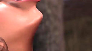 Wood goblin fucks hard fitness girl in the forest at night