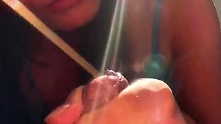 Brunette seductress working her big boobs and hot ass