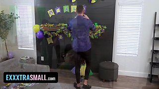 Petite tiny asian Lulu Chu celebrates mardi gras taking large cock in all postures - exxxtra small