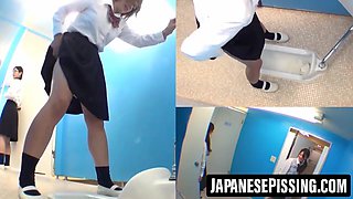 Cute Japanese girl tied up while peeing in public view