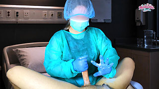 The Doctor Took the Patient's Semen Sample in Hospital. Post Orgasm