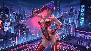 Sensual Cyberpunk Girl in Punk Style - Multiple Hot Scenes