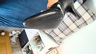 My wife's black leather secretary heels in size 36 always get her what she wants