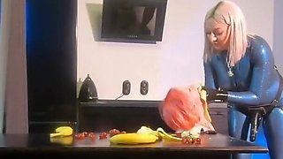 Romantic Sexual BDSM Morning of 2 Lesbian Girls in Latex Rubber