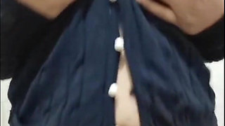 Black Dress Big Boobs Girl Seducing and Massaging Own Body with Lust.