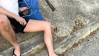 Amateur Straight Boy Lost a Bet He Has to Expose His Cock in the Street and Either Piss or Cum