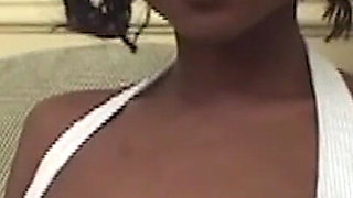 Ebony Amateur Spreads Wide for White Cock