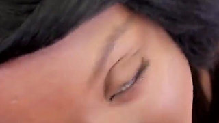 Cute ebony teen Lexxi Loads POV no hand bj and cum swallow