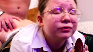 Schoolgirl Gets FUCKED and Swallows Cum