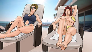 Eva's Ecstasy #08 Two Hot Babes Relaxing at the Pool in Skimpy Bikini