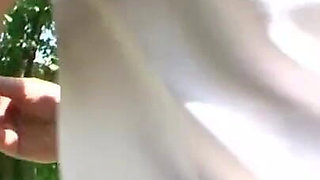 Humiliated wax play threesome in the forest