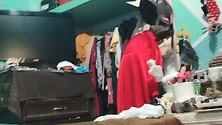 Mother models her lingerie for me