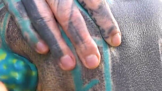 Tattooed Hippie's Anal Fucking with Big Toy and Get Fuck by Real Big Cock