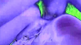 Attractive brunette teenager with big boobs fingering pussy