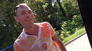 Two Passengers Suck Bus Driver Then Fuck Him Threesome