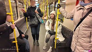 Bralees Ellie Flashes Her Tits on the Train