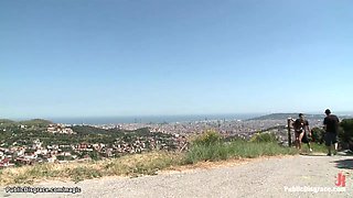 Curvy Spanish babe fucked outdoors