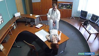 Beautiful redhead chick Nice Little gets nicely fucked in the office