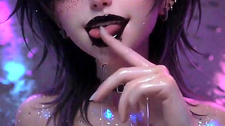 Alternative goth hentai girl masturbates and twerks