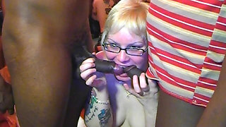 Gangbang and Sperm Orgy for This Tattooed Blonde MILF