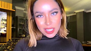 Short-haired latina with tattoos pleasures her man in POV