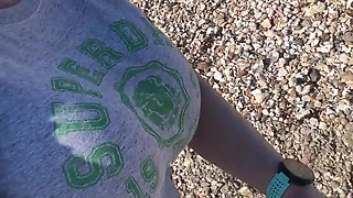 Tits, Hairy Pussy and Ass Out on the Beach!!