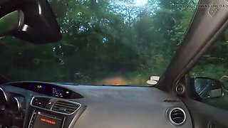 Amateur MILF Threesome in Car - German Cougars Pegging Rideshare Driver