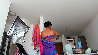 Ebony MILF with Big Ass Rubbing on Body Cream