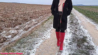 Sandra Falkenhauer Gets Excited in Her Black Tights
