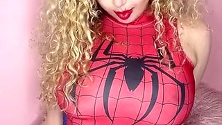 Spider Woman Fingers Her Wet Snatch In Sensual Solo
