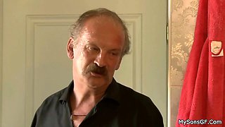 Man finds old dad and teen GF cheating