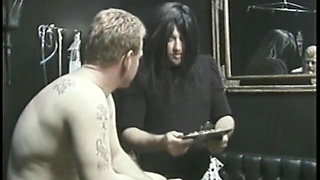 Bound man is subdued with strange penis remedy by two chicks in dungeon
