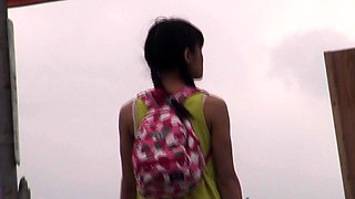 Brunette Amateur Nailed Outdoors In Public