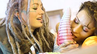 Lesbians Go EXTREME Massive Anal Gaping with Insane Toys in Neon Fishnets!