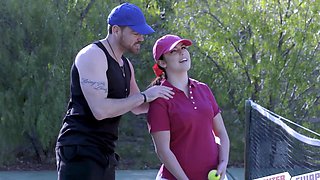 Tattooed Tommy Gunn plows Nadya's tight ass while Raven rides him in reverse