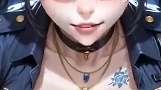 Anime Cute Police Officer Showing Boobs, Ai Animation