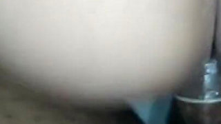 Married Woman Swallowing Milk From the Fountain and Smiling