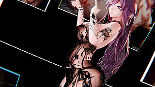 Kafka See-through Lace Black Gauze Dress Squirting Anal Plug Orgasm Milk Chain