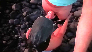 Public Blowjob on the Beach with Cum on Tits