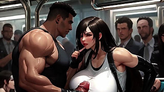 Tifa Gets Tittyfucked on the Midgar Train