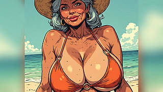 Beautiful Beach Women Comic Art