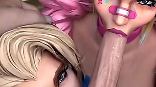 Magik Deepthroating a Hard Cock with Her Marvel Rivals Friend